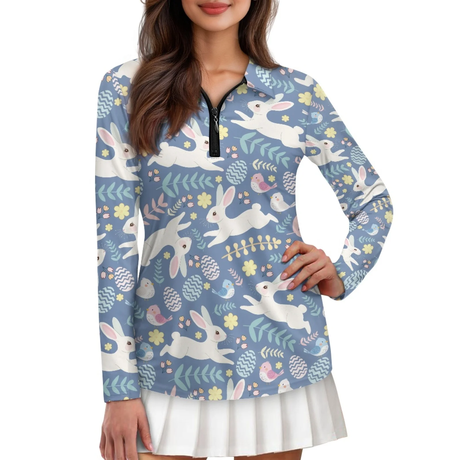 PENSTROLL Easter Bunny Womens Athletic Running Hiking Top Golf Shirts Pullover for Women for Travel