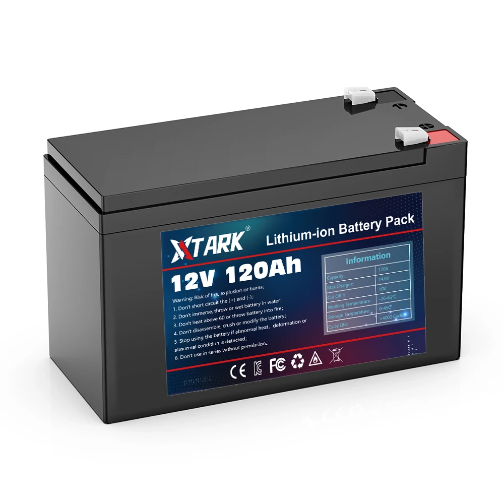 12V 120Ah Rechargeable Battery With BMS for solar energy, Fish Finder, Scooter, Light, Kids Car, with Charger lithium battery