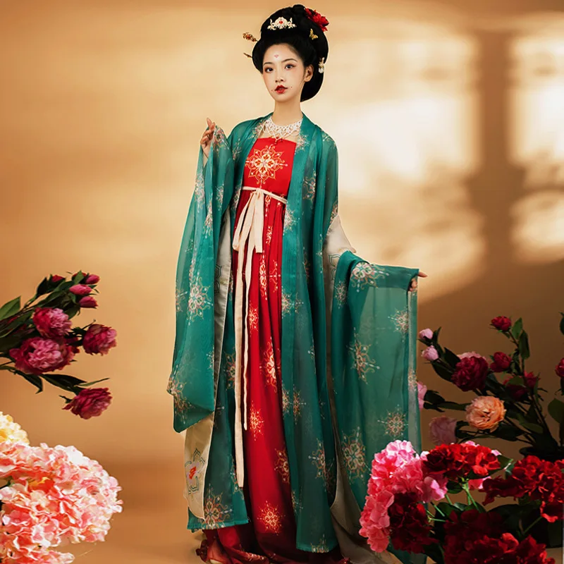 Women's Han Chinese Clothing Style Large Sleeve Shirt Chest Cheko Skirt Ancient Costume Flowing Brocade Spring and Summer