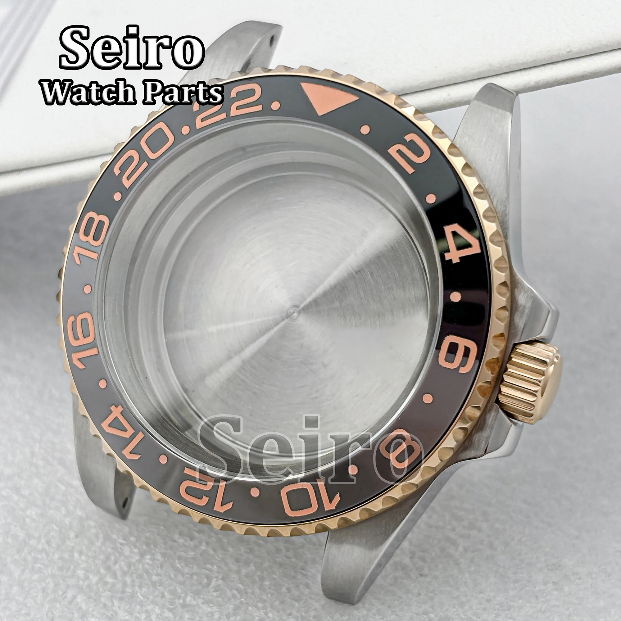 NH35 Case 40MM Sapphire Glass 10ATM Waterproof Silver Rose Gold Watchcase for GMT NH34 NH36 Movement Watch Accessories