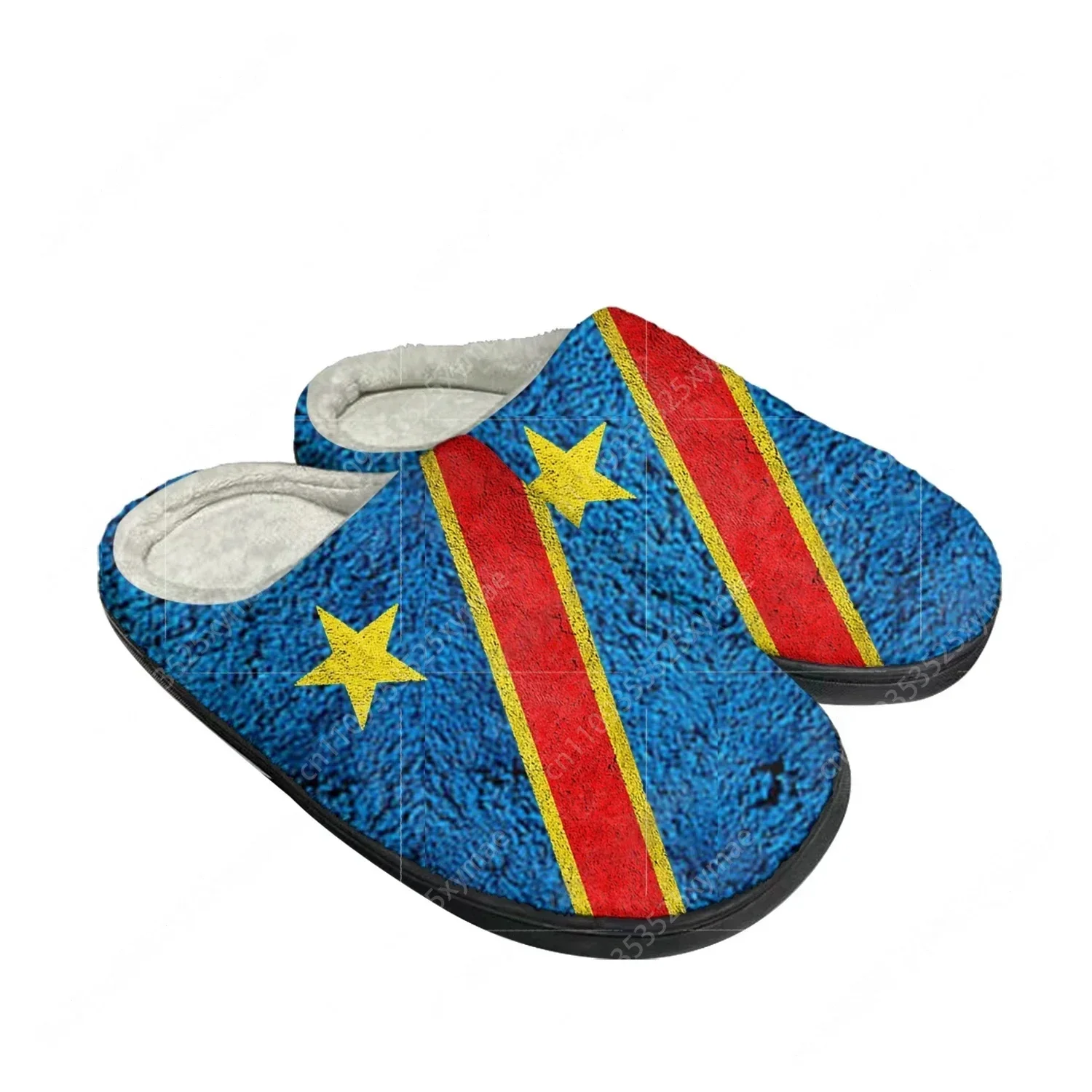 Democratic Republic of the Congo Flag Home Cotton Custom Slippers Mens Womens Sandals Plush Bedroom Keep Warm Shoes Slipper