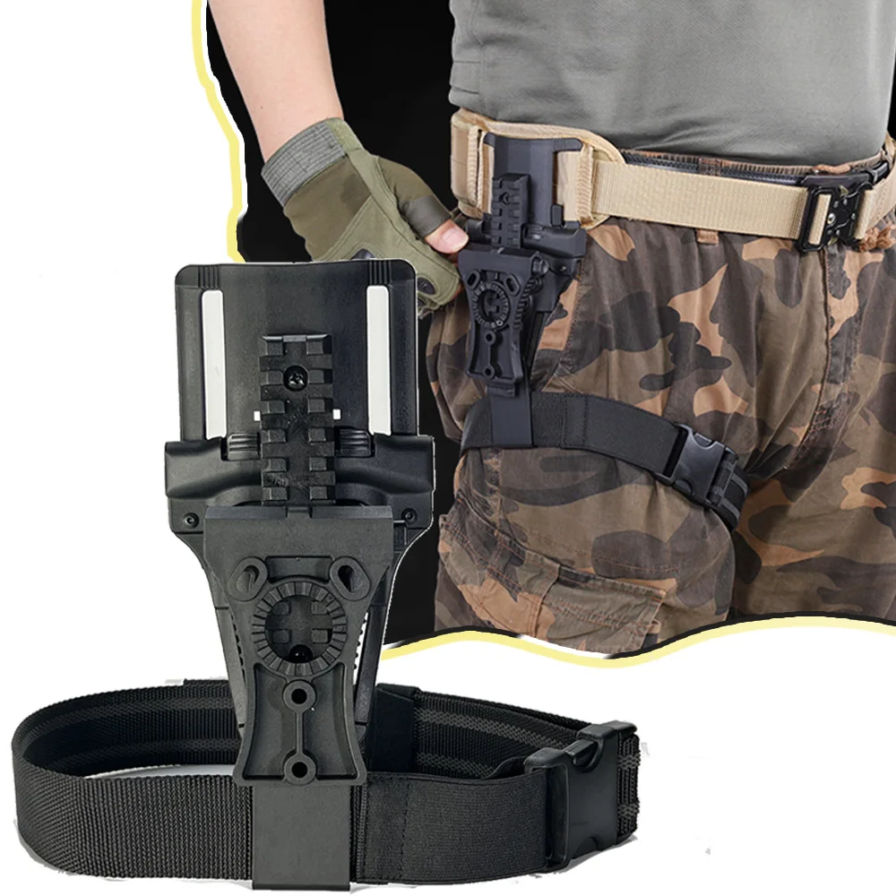 Tactical Low Rise Adjustable Binding Plate Drop Leg Holster Adapter Quickly installs and removes Holsters with Slastic Leg Strap