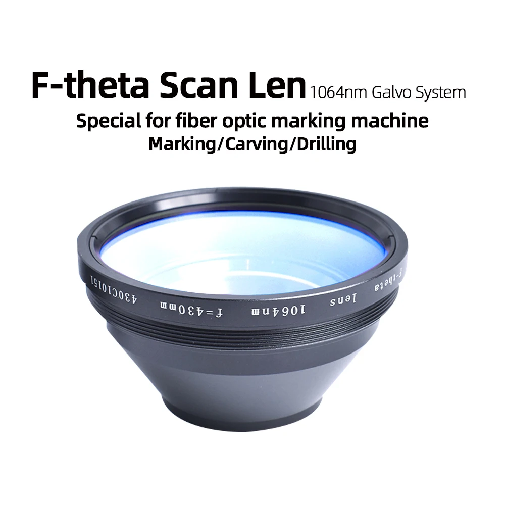 عدسة ليزر مسح F-theta 70x70 - 450x450 عدسة مجال F100-650 مم 1064 نانومتر لمواد ماكينة وسم الألياف الضوئية YAG