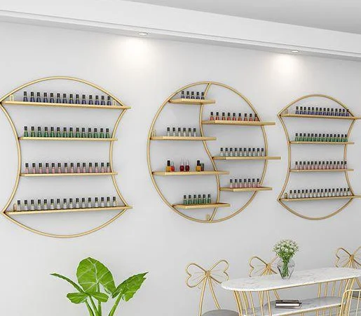 

Elegant Simple Hot Sale Nail Bar Furniture Metal Nail Polish Stand Nail Display Rack