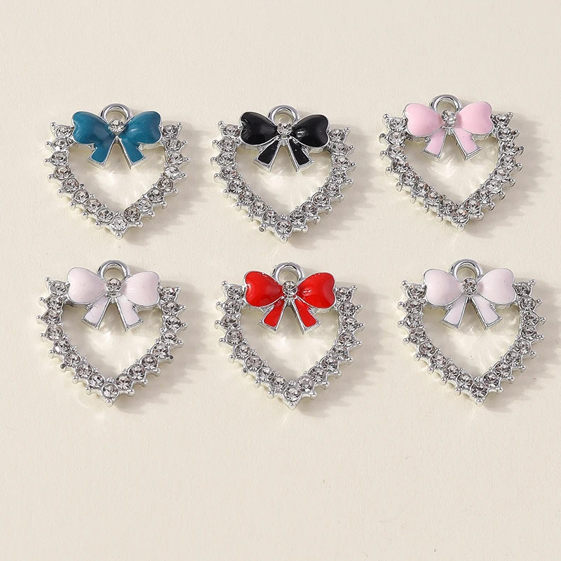 10 Stück niedliche, gemischte Anhänger mit Kristall- und Metallmotiven in Form von bösen Augen und Herzen, zum Basteln von Schmuck, Ohrringen, Halsketten und für DIY-Bastelarbeiten. – Detail 12