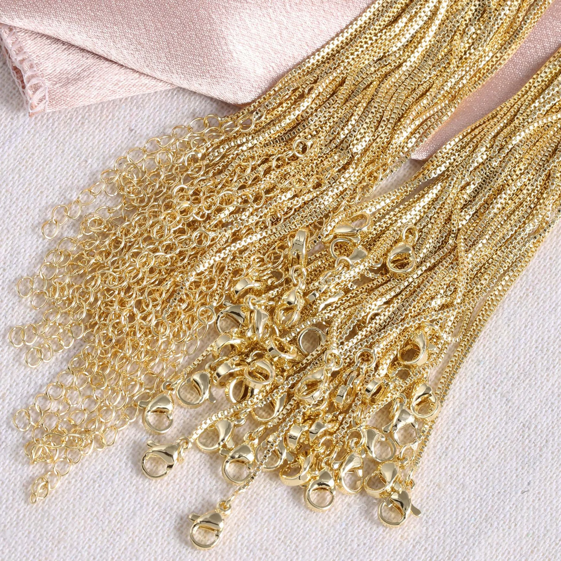 

20 pcs/ Multifunction Gold Silver Gold Plated Necklace accessories slim link chain adjustable for women fashion jewelry chain