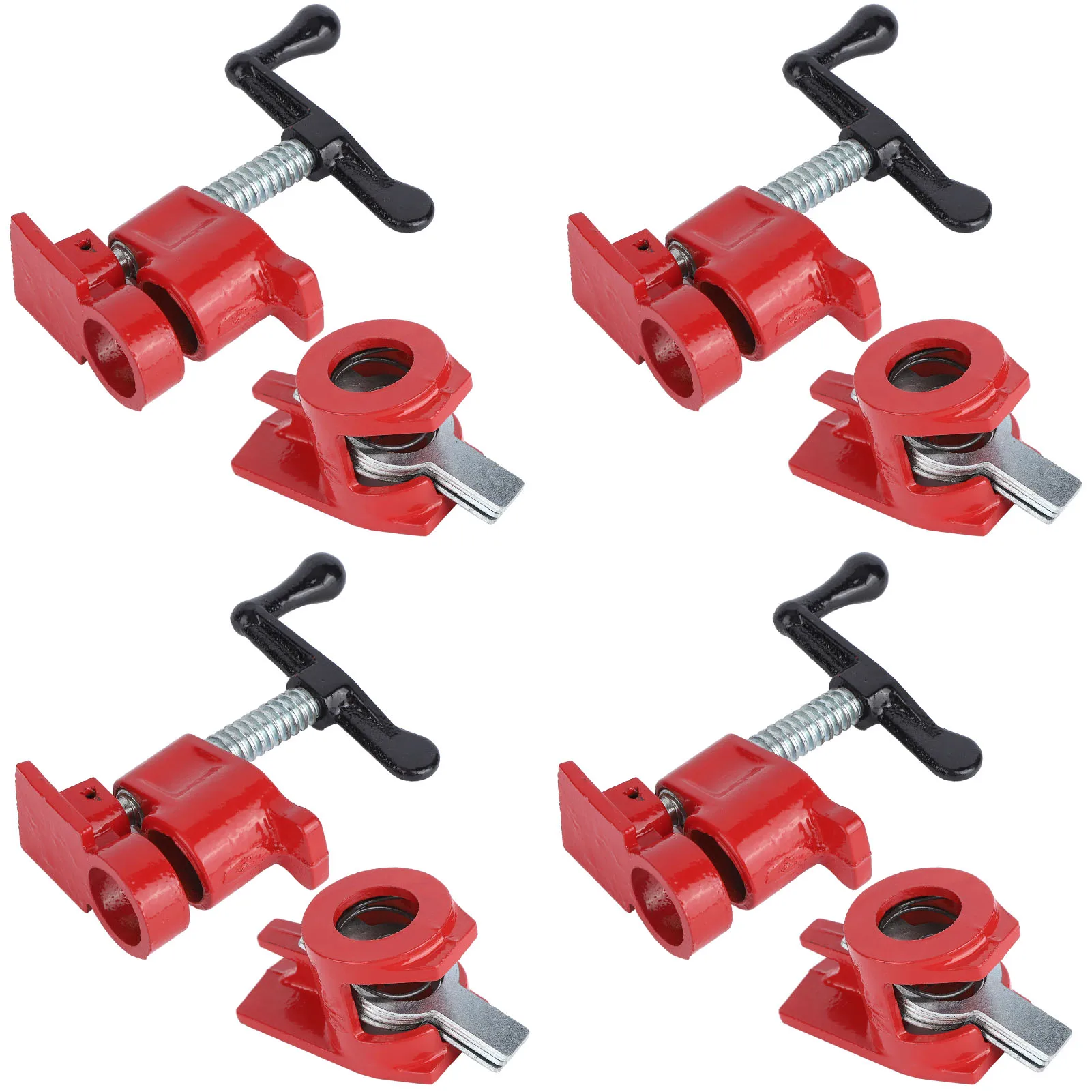 

4Sets 3/4" Quick Release Heavy Duty Wide Base Iron Wood Metal Clamp Set Woodworking Workbench