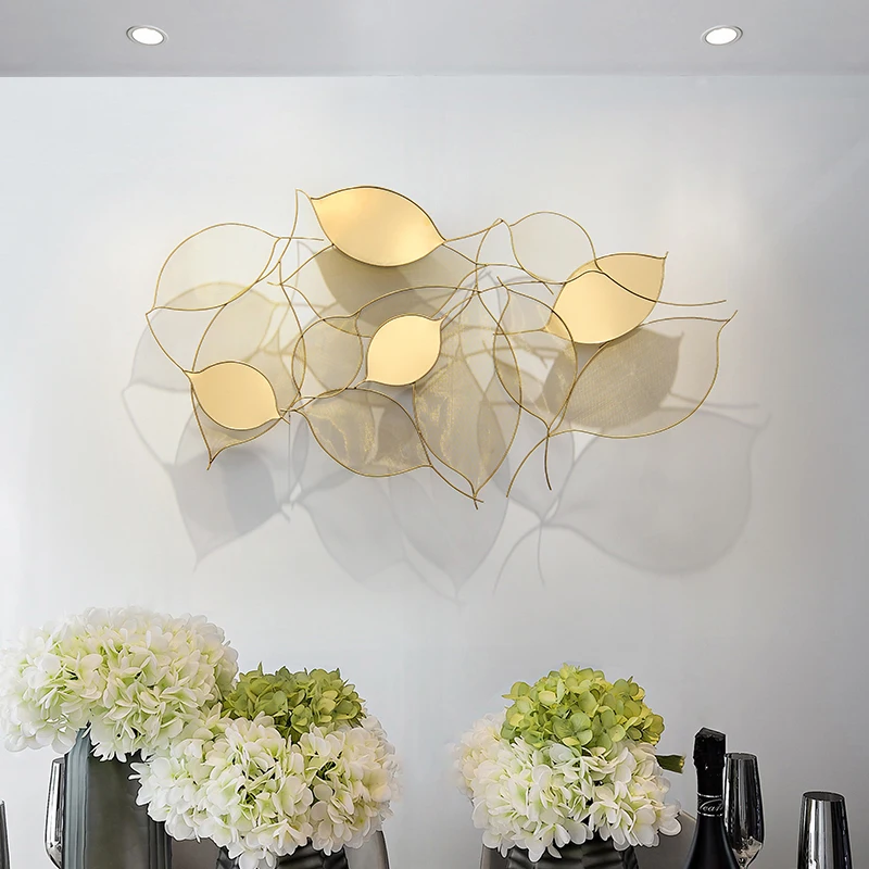 %jj.Dali Leave Shape Golden Luxury Metal Art Wall Decoration Home Decor for Hotel, Sales Center*r