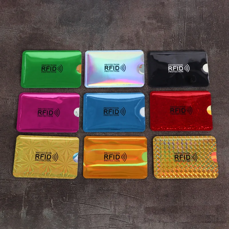 NFC RFID 카드 슬리브 프로텍터, 스캔 방지 알루미늄 호일 카드 홀더, 은행 신용 카드 여권용 신분 도난 방지, 10 개