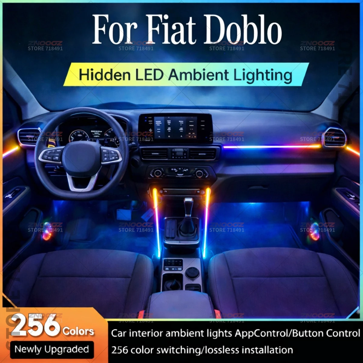 

Для Fiat Doblo 22in1 RGB салон автомобиля акриловые автомобильные окружающие освещение RGB скрытая акриловая полоса украшения атмосфера аксессуары