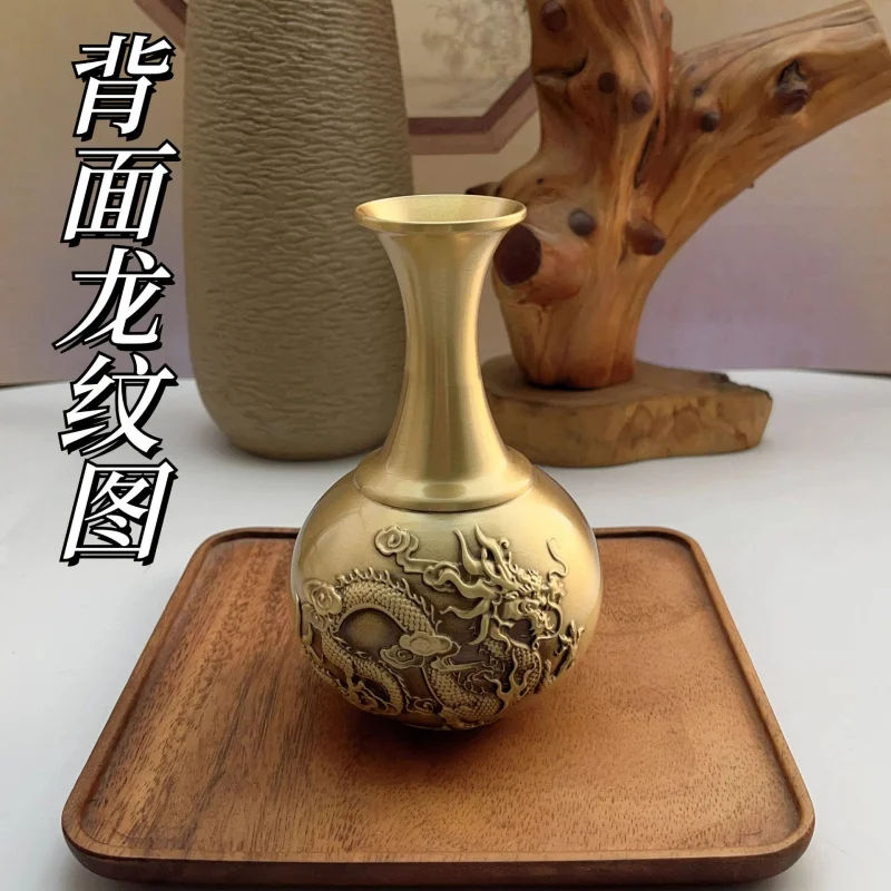 النحاس الإغاثة مائة بركات التنين والعنقاء زهرية تشكيلة زهور زخرفة غرفة المعيشة مدخل الديكور هدية الأعمال #2