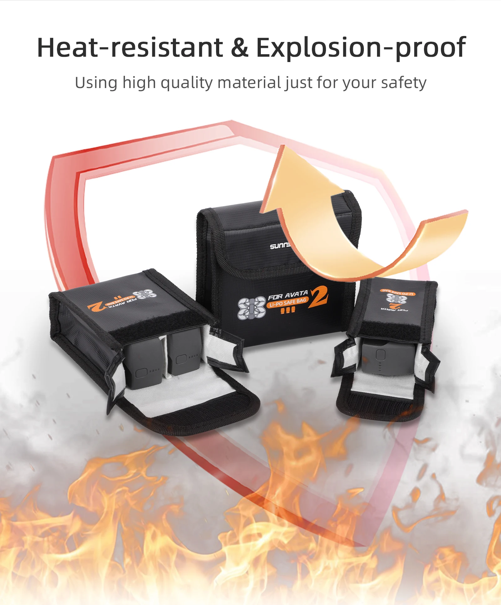 Sunnylife-bolsa a prueba de explosiones para batería, estuche de transporte de radiación resistente al calor para DJI Avata 2, accesorios para Drones
