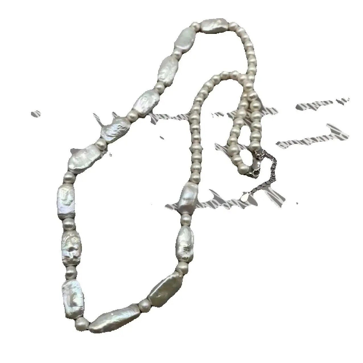 

Natural Freshwater Baroque Pearl Necklace Long Sweater Chain Women's Design Style Elegant White Beads Collar Choker Jewelry Gift