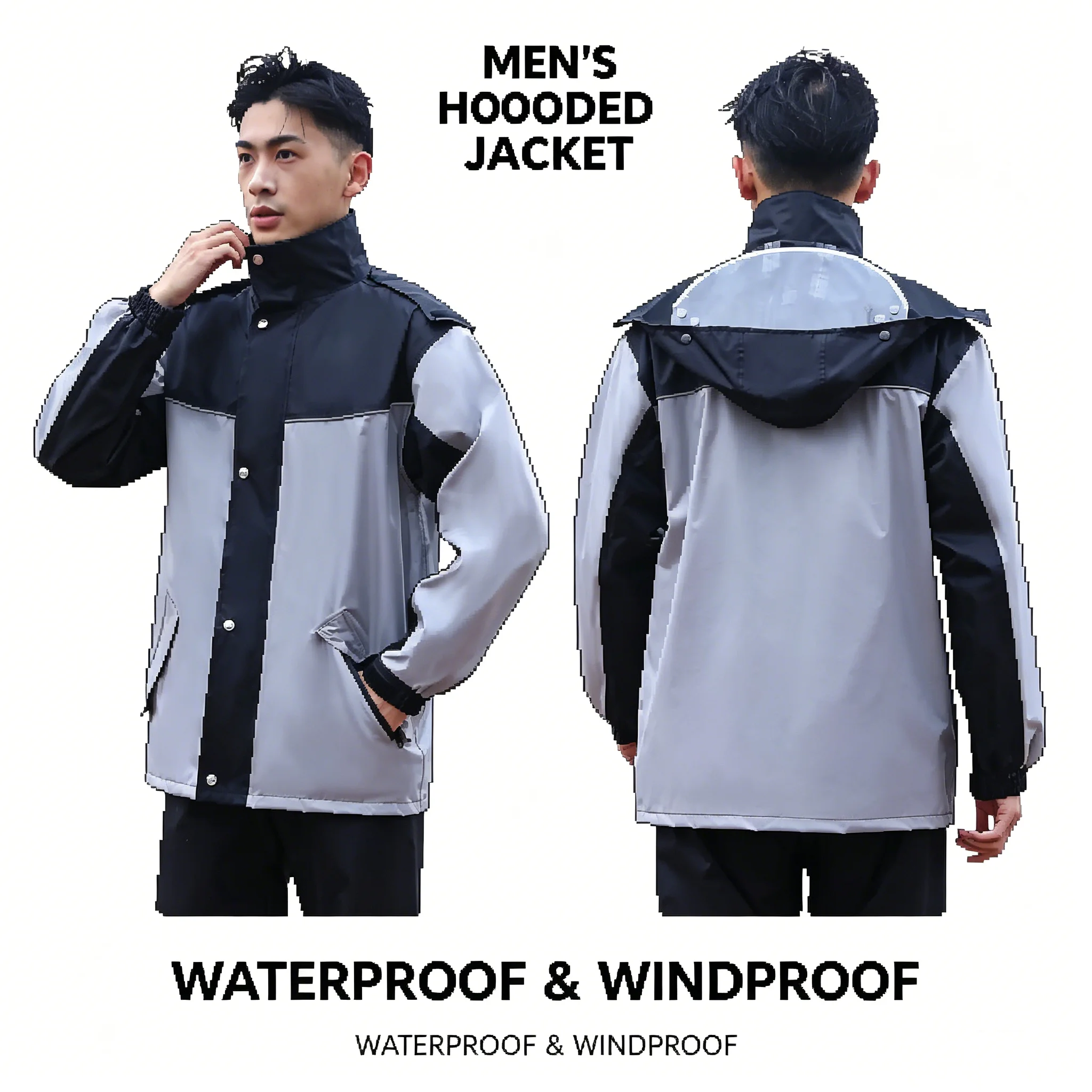 Breathable Hooded Anti-Storm Raincoat for Riders with Reflective Strip Split Design Special Weatherproof Cycling Rain Jacket