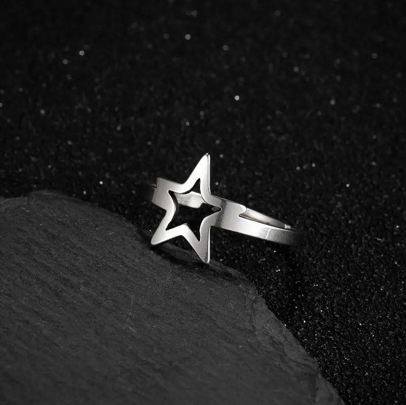 Women Stainless Steel Ring Heart Ring For Jewelry Making Moon And Star Ring Fashion Trendy Rings Wholesale Jewelry Lots Mix
