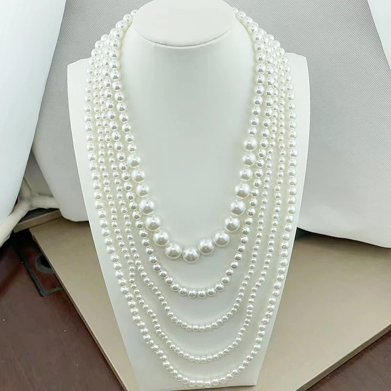 fnaf 2 rupee item 5 Rope Long Necklace White Beads Pearl Necklace Sweater Women Demon Slayer Airtag  Fine Quality Wholesale