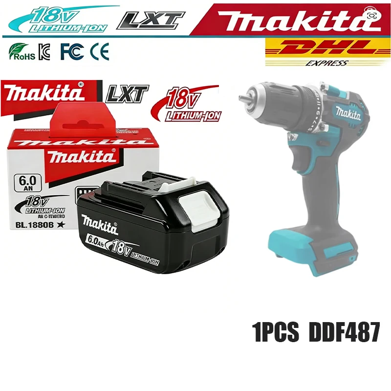 

Battery 6.0Ah Original Makita 18V Battery BL1860 DDF487 BL1830B BL1850B BL1850 BL1840 BL1815 Replacement Lithium