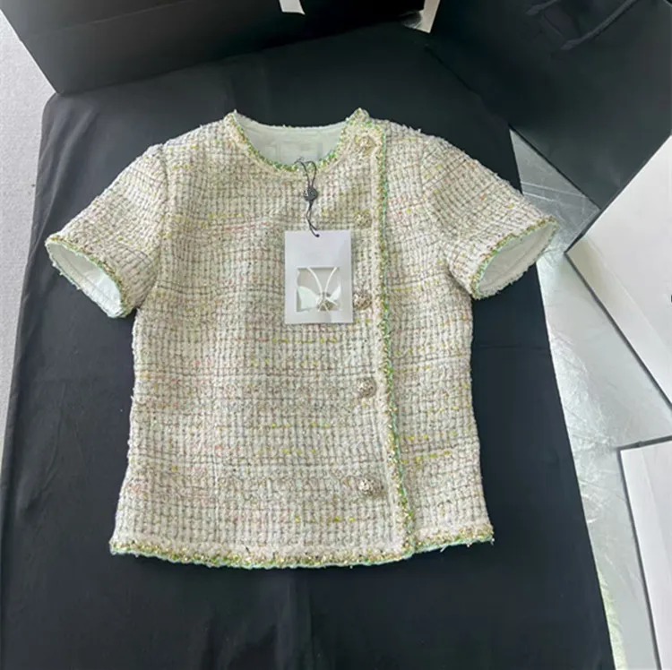 Customization European women's fashion 2026 spring new collection Short-sleeved single-button tweed coat and skirt fashion set