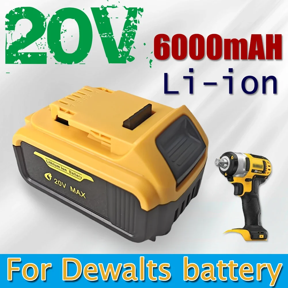 Аккумулятор DCB200 20 в 6000 мАч, совместимый с электроинструментами dewalt, перезаряжаемый Электрический инструмент, литиевые батареи 20 в 18 в