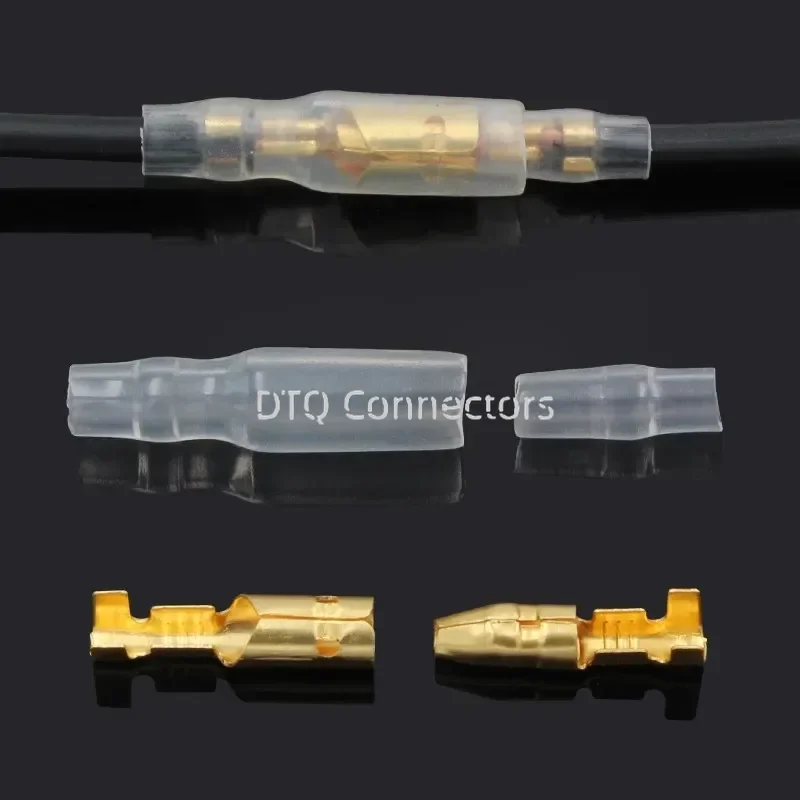 25/50/100sets 4.0 bullet Crimp terminal car electrical wire connector diameter 4mmFemale + Male + Case Cold press terminal