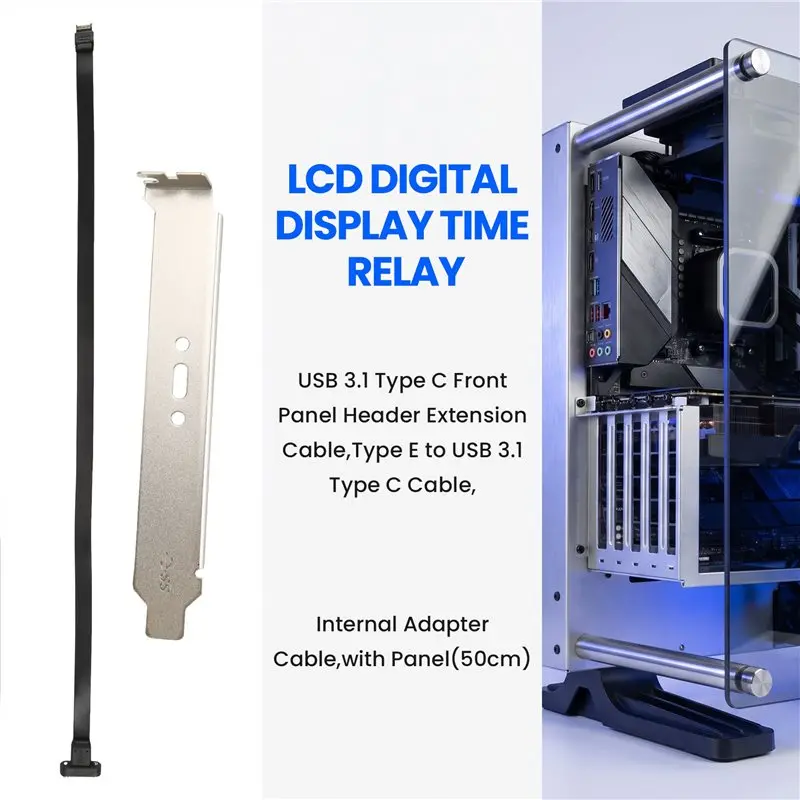 Efficient USB 3.1 Type C Front Panel Header Extension Cable,Type E To USB 3.1 Type C Cable,Internal Adapter Cable,With Panel(50C