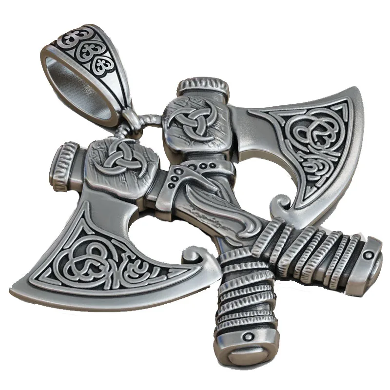 

23 г большой размер 3D подвеска Norse Axe: подвеска в виде топора викингов с кельтским узором, мужская подвеска из чистого серебра 925 пробы, высокая мода