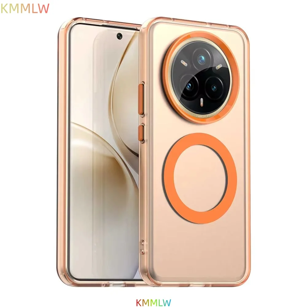 Magnetic Wireless Charging Case For Realme 14 13 Pro + 14T 14X Realme 13 14 Pro Cover Candy Colors Transparent Back Shell Coque