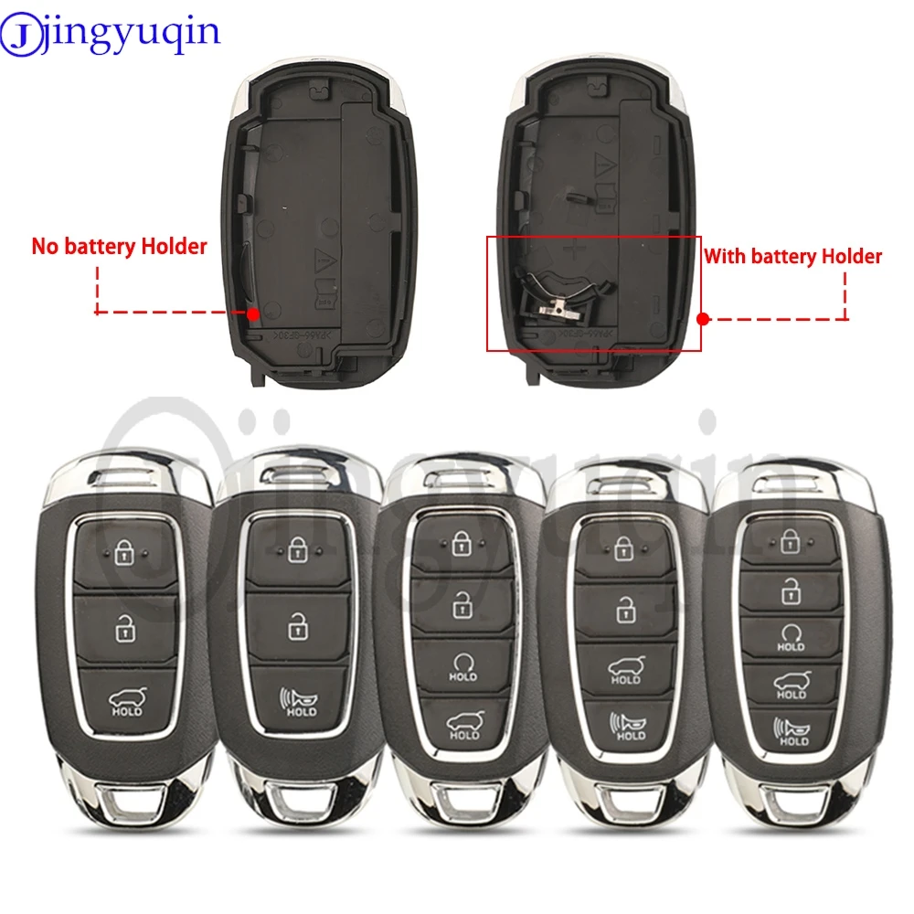 Jingyuqin Car Remote Key Shell Case 3/4/5 Buttons For Hyundai  Avante Elantra Veloster Santa Fe Palisade Kona Replacement Fob