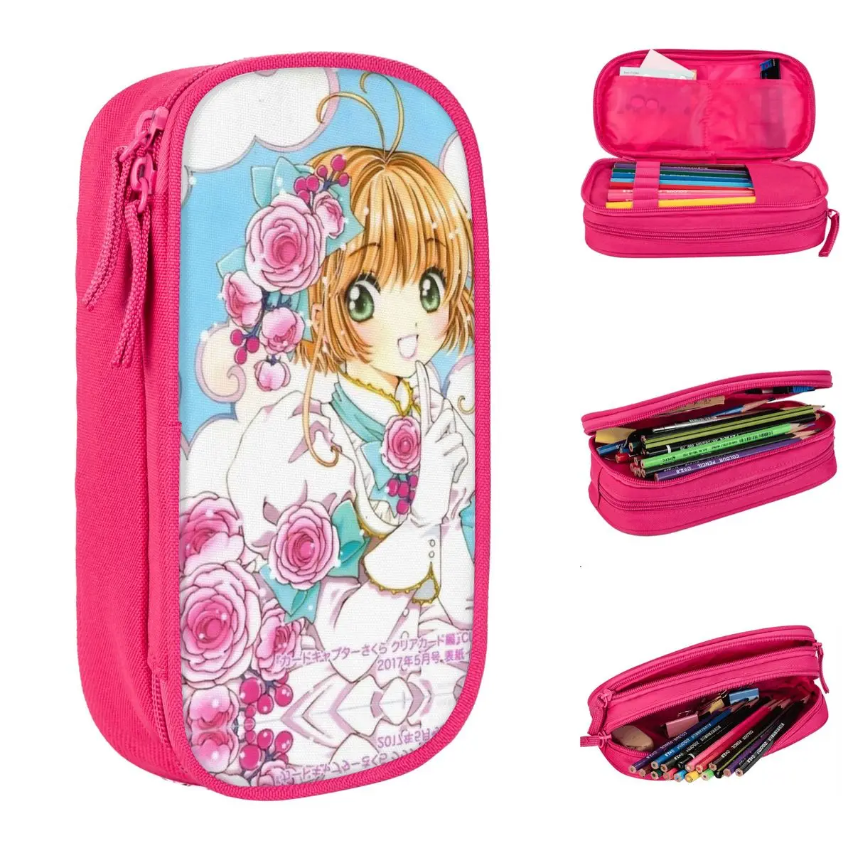 

Sakura Kinomoto Cardcaptor Sakura женский держатель для ручек большие сумки для хранения для мальчиков и девочек офисные подарки пеналы