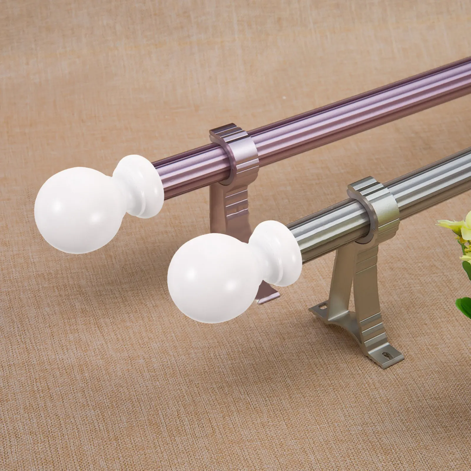 2Pcs Wood Curtain Rod Finials Decorative End Caps Replacement Screw on Ball Shape for Living Room Bedroom Window Treatment