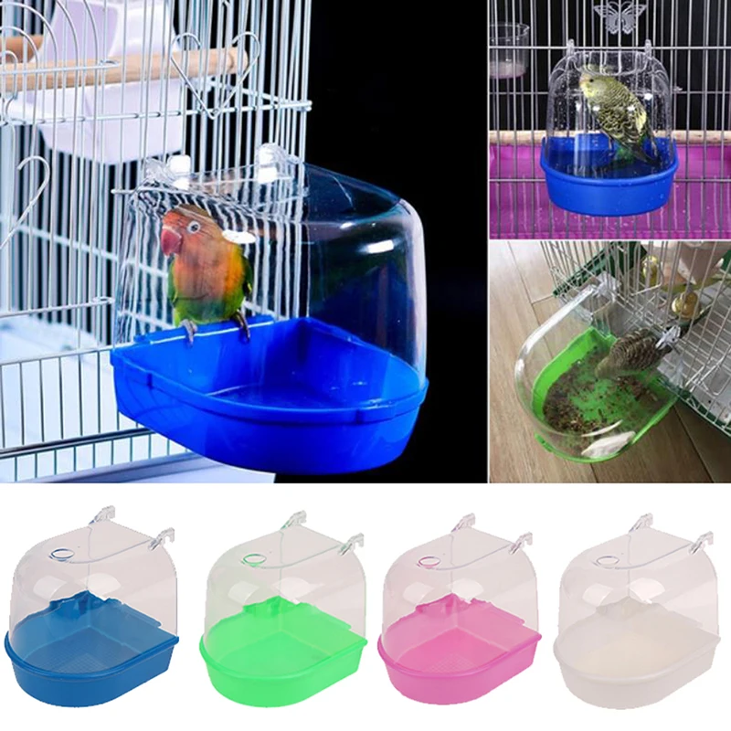 Hanging Bird Bath Box Bathing Cube Parrot Bathtub Shower Box Cage for Little Birds Parakeet Canary Budgerigar Cockatiel Lovebird