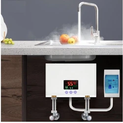 Calentador de agua eléctrico de cocina, calentadores pequeños para el hogar, grifo calefactable, sin almacenamiento de agua, calefacción instantánea, agua caliente ilimitada