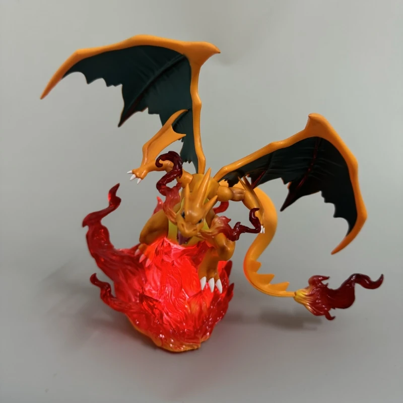 ポケモンフィギュアリザードンフィギュア光を放出リザードン像モデル人形コレクションデスク装飾子供のおもちゃの誕生日ギフト