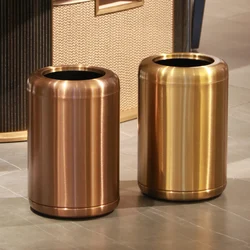 Leasylife-Gold Metal Garbage Bin, Light Luxury Trash Can, Suitable for Living Room, Bedroom, Office, Bathroom, Hotel, 9L