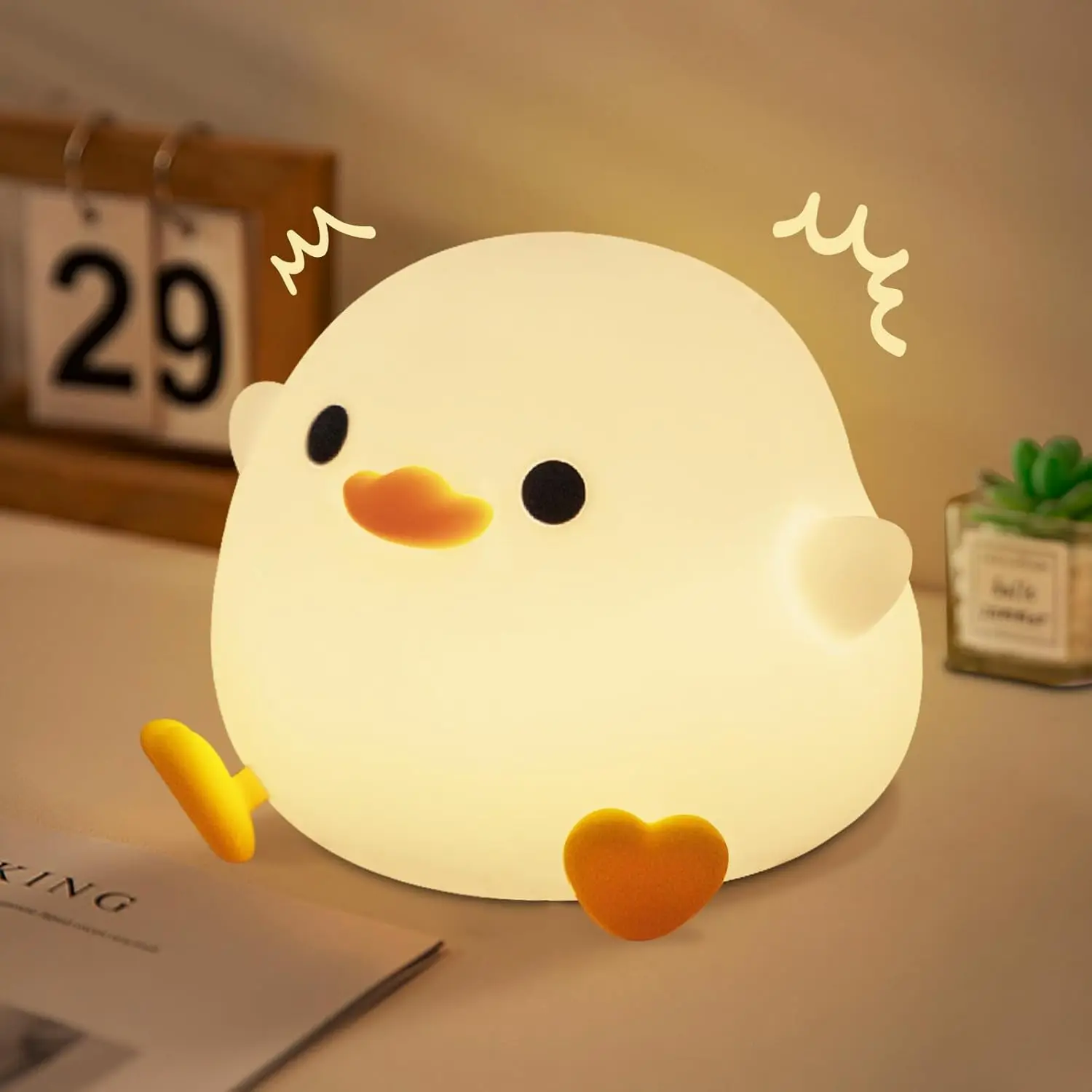 Squishy Duck Night Light USB Rechargeable Dimmable Cute LED Seagull Night Lamp for Baby Kids Nursery Bedroom Decor Nightlights