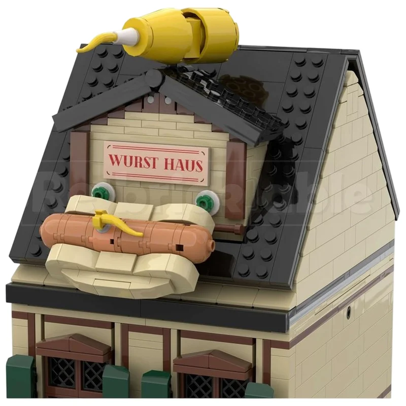 German Restaurant MOC Building Blocks 1481 Parts Modular Street Building DIY Assembly Brick Set Desktop Display Model