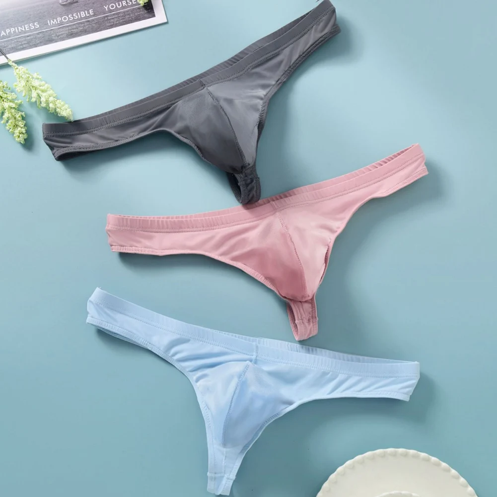

Sexy Mens Solid Low Waist Thongs G-String Bulge Pouch Panties T-Back Quick Dry Underwear Gay Sissy Lingerie Elastic Underpants