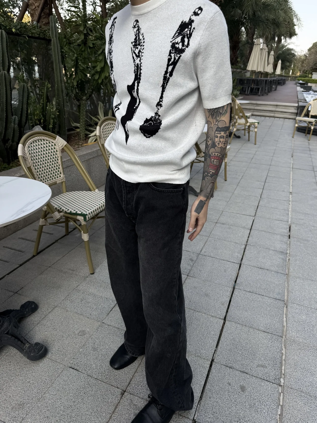 

Вязаный свитер ort Sve с американским черепом для мужчин и женщин, летняя футболка с приятным для кожи и рисунком