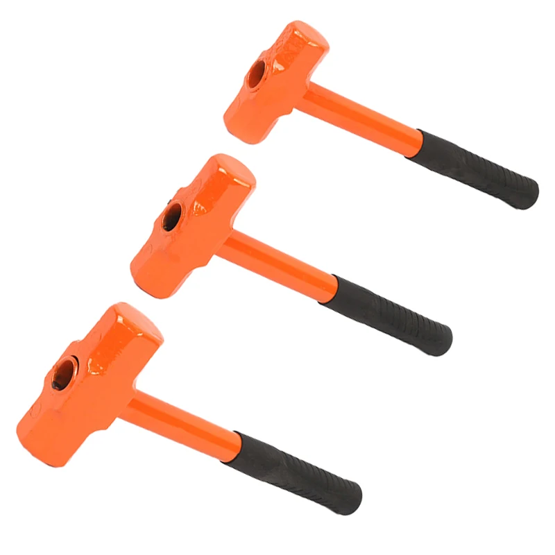 

Heavy Octagonal Hammer 2/3/4/P Rubber Handle Shockproof Iron Hammer For Demolition Cracking Work Breaks Crystals Hand Tools
