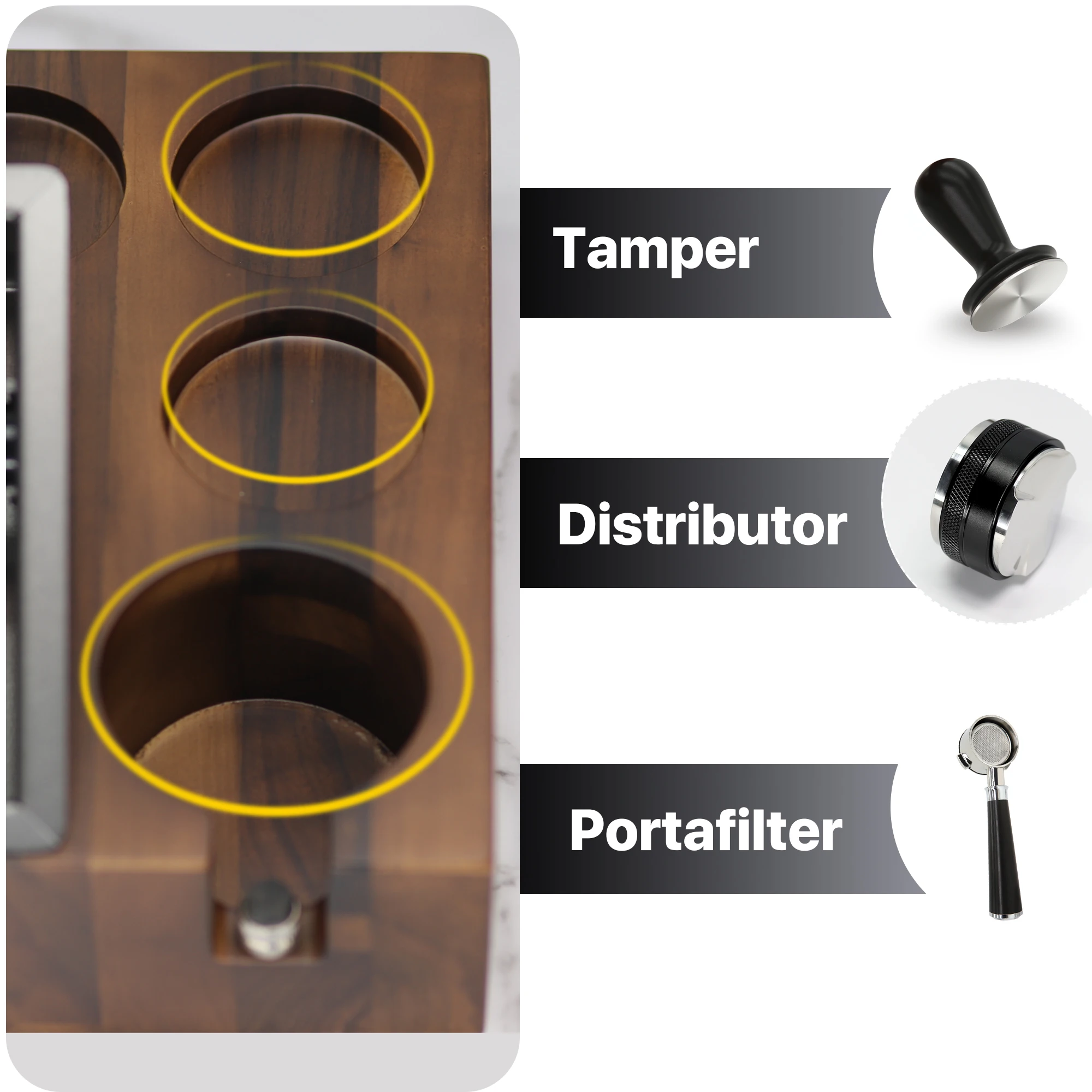Coffee Portafilter Holder, Walnut Wood Stand, Espresso Coffee Knock Box, Support Base Rack, Coffee Accessories, 58mm 5