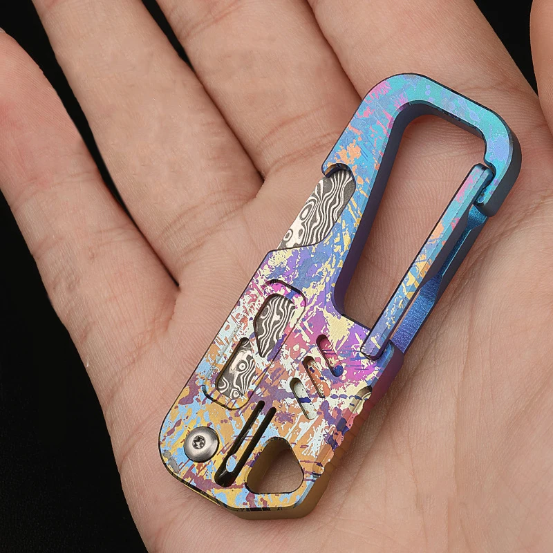 High-End Titanium Alloy Color Folding Knife Key chain Men\'s Multifunctional Waist Hanging Car keychain EDC Creative Accessories