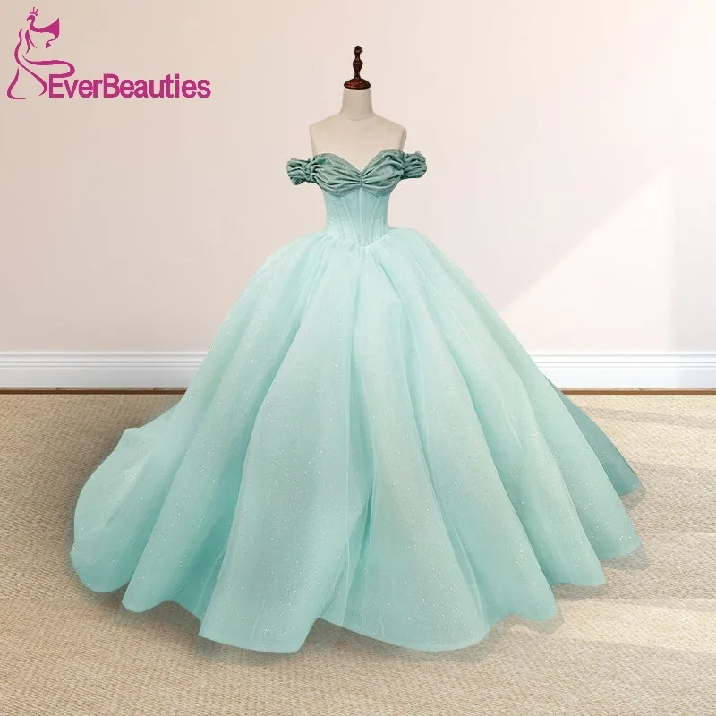 

Ball Gown Women's Quinceanera Dress Sleeveless Evening Prom Party Dress for Girls Tulle Off Shoulder Vestido De 15 Quinceañera
