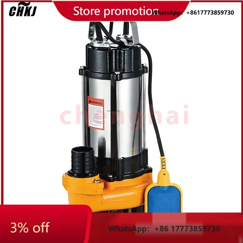 

CHKJ-2025NEW1 1.5 2 3 4 hp Stainless Steel Submersible Sewage Pump With Cutter