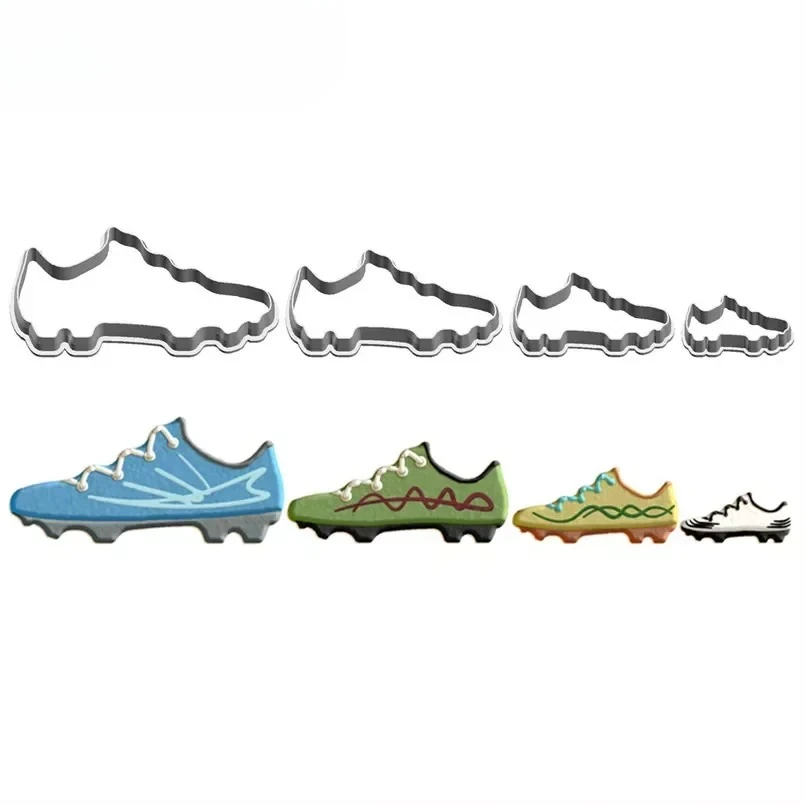 Four Specifications Cartoon Sports Equipment Soccer Boots,Plastic Mold,Cake Fondant Tools,Cookie Sushi and Fruits Cutters
