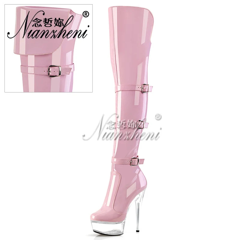 8Inch Exotic Dancer 20cm Over The Knee Boots Pole Dance 17cm Big Size Platform Sexy Pink 6Inch Stripper Heels Nightclub Models