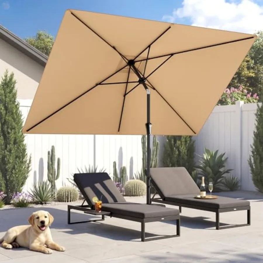 

6.6 x 10 Feet Rectangular Patio Umbrella Rectangle Umbrella Outdoor Patio, Large Outdoor Umbrellas for Patio Table with Tilting