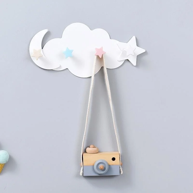 2024 Cloud Star Moon Hook Living Room Bathroom Bedroom Wall Hook Children's Baby Room Hook Home Furnishings Cute Home Decoration