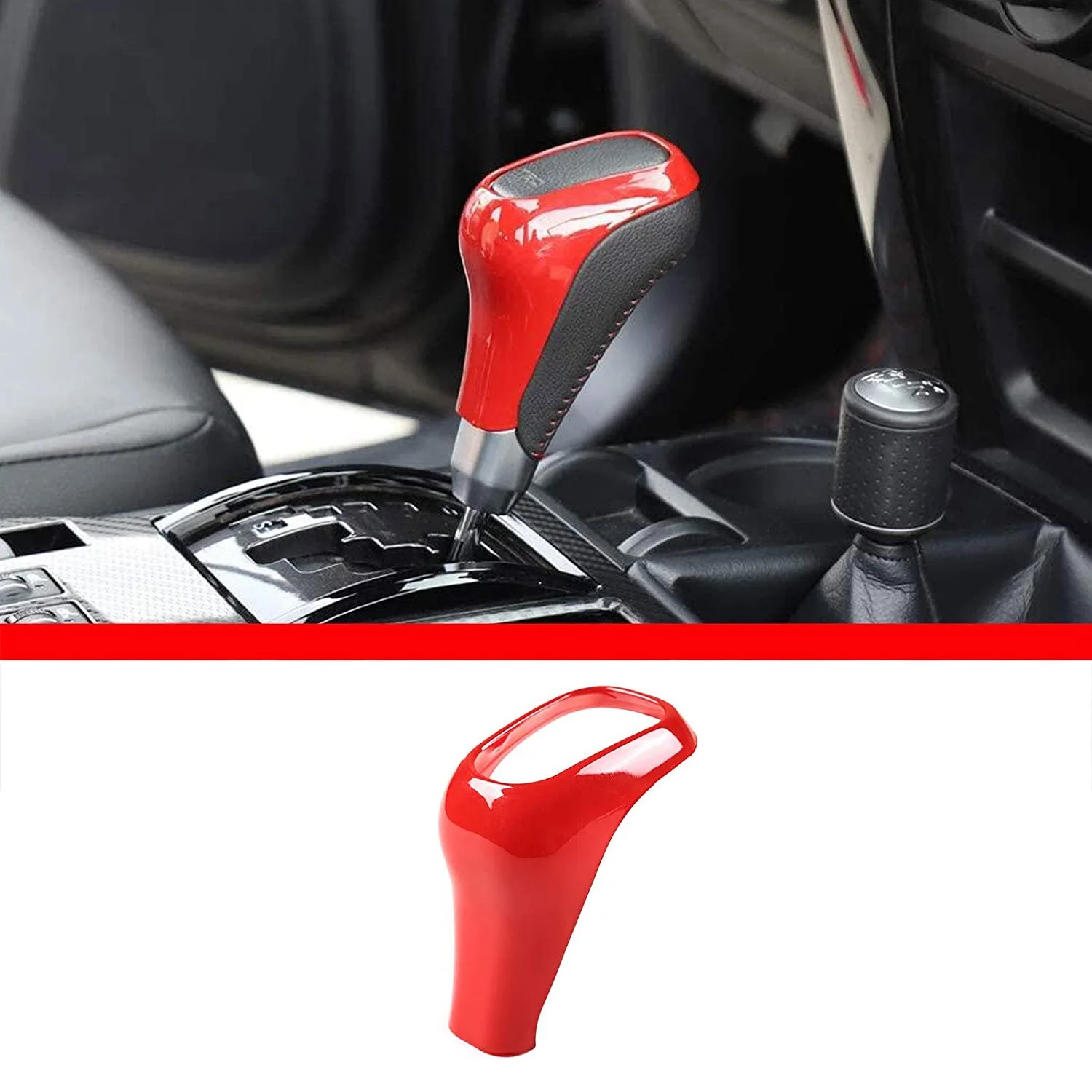 Car Red Gear Shift Knob Cover Sticker Trim for Toyota-Tundra 2014-2021