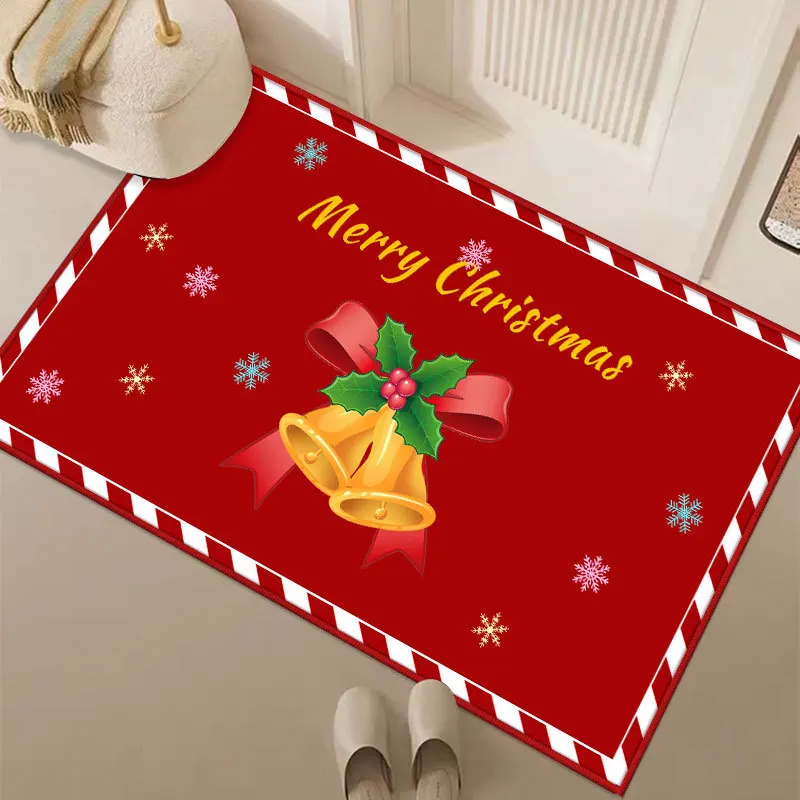 VIKAMA Wine Red Paint Drip Cartoon Tree Snowman Bath Mat Quick Dry Machine Washable Bathroom Kids Room Lake House Home Decor