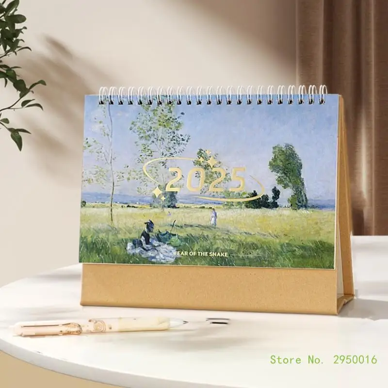 2025 Watercolor Artwork Desk Calendar 2025 Monthly Calendar Schedule with Ruled Memos Notes Space for Home and Office